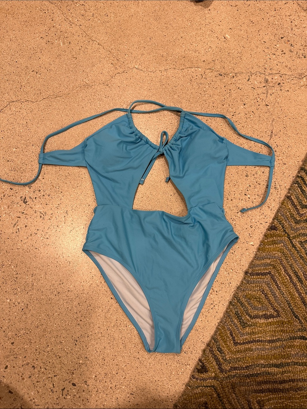 Blue Cutout One-Piece Swimsuit for Kids